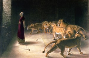 Daniel in the Lions Den, mezzotint by J. B. Pratt, with hand colouring, pub. by Thomas Agnew and Sons, 1892